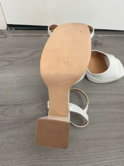 Mustang White Patent Block Heel Sandals