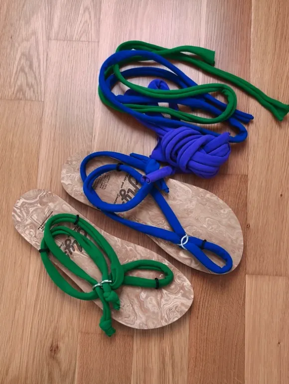 MYS-Sandalen – Schnürsandalen mit 3 Bändern (Grün, Blau, Lila)