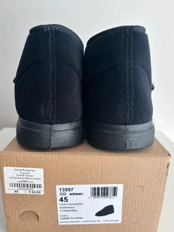Nieuw! Fischer verbandpantoffel zwart maat 45