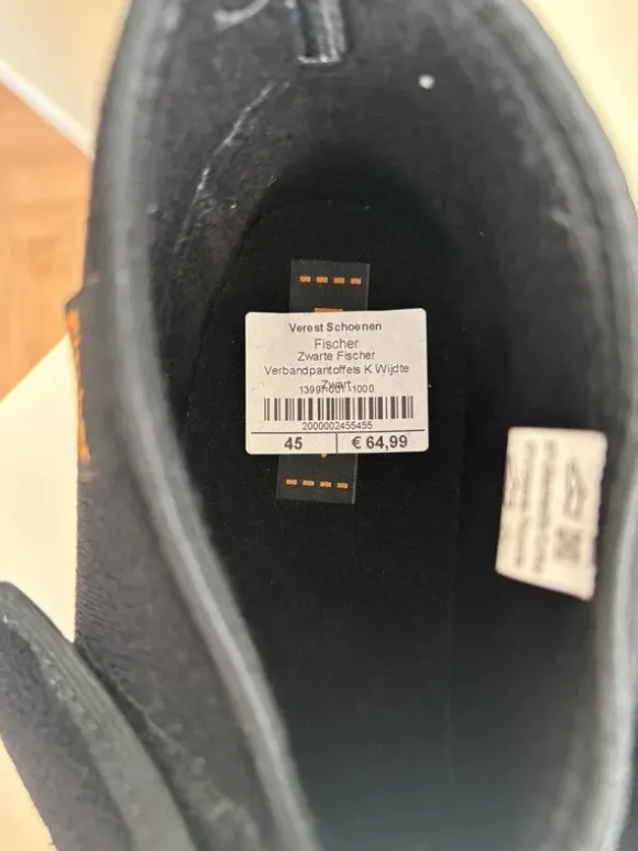 Nieuw! Fischer verbandpantoffel zwart maat 45