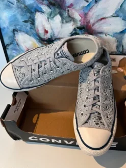 Nieuw! Zilveren gehaakte Converse All Star maat 37 zilveren lage Converse maat 37