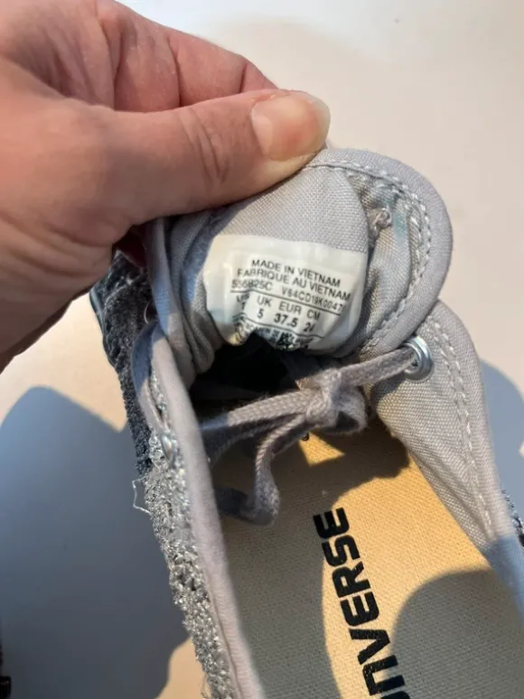 Nieuw! Zilveren gehaakte Converse All Star maat 37 zilveren lage Converse maat 37