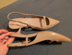 Nude slingback kitten heel