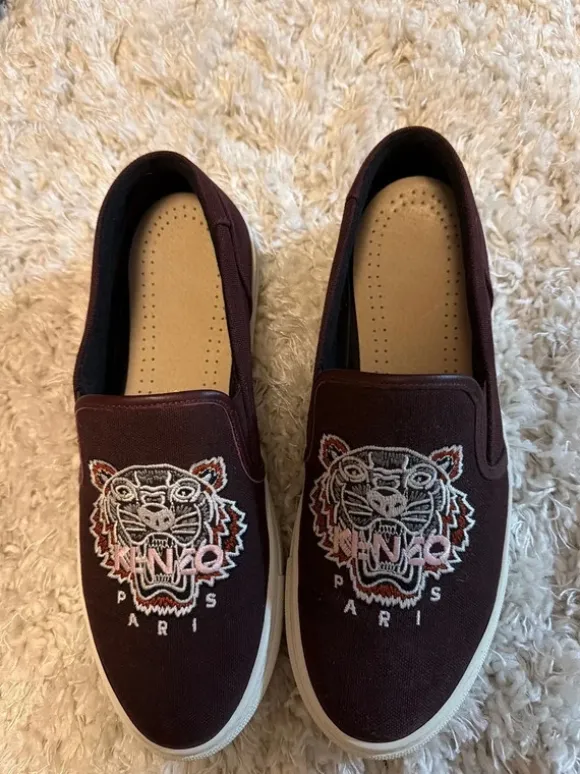 Original Kenzo Slipper Damen, Größe 40, Bordeaux/Burgundy rot