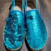 Original Pailletten Espadrilles Ballarinas von Macarena türkis, petrol, Gr. 38