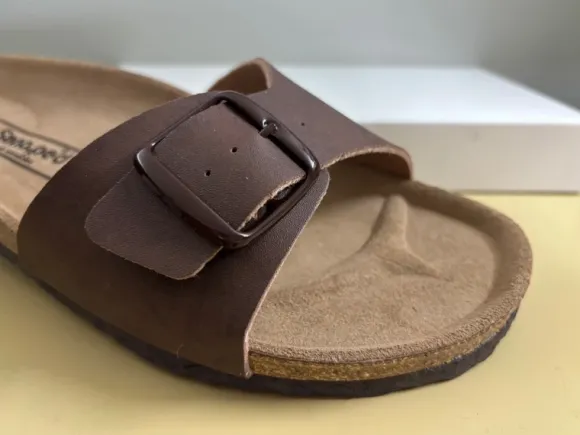 Pantolette Gr:42 Synthetik braun Schnalle