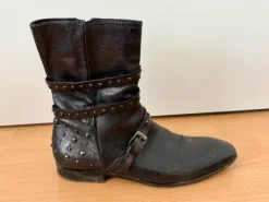 Patrizio Bertelli Lederboots Gr. 43 Braun Leder Stiefel Nieten Made in Italy Biker Western