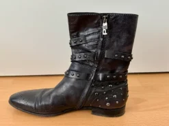 Patrizio Bertelli Lederboots Gr. 43 Braun Leder Stiefel Nieten Made in Italy Biker Western