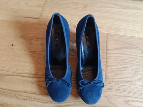 Paul Green Ballerinas – Dunkelblaue Samt-Ballerinas mit Blockabsatz – Größe 38,5 – Bequem