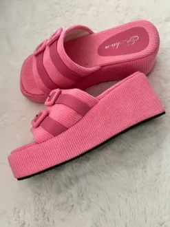 Pink platform sandals