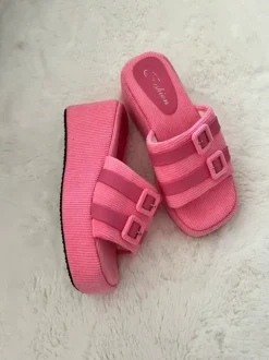 Pink platform sandals