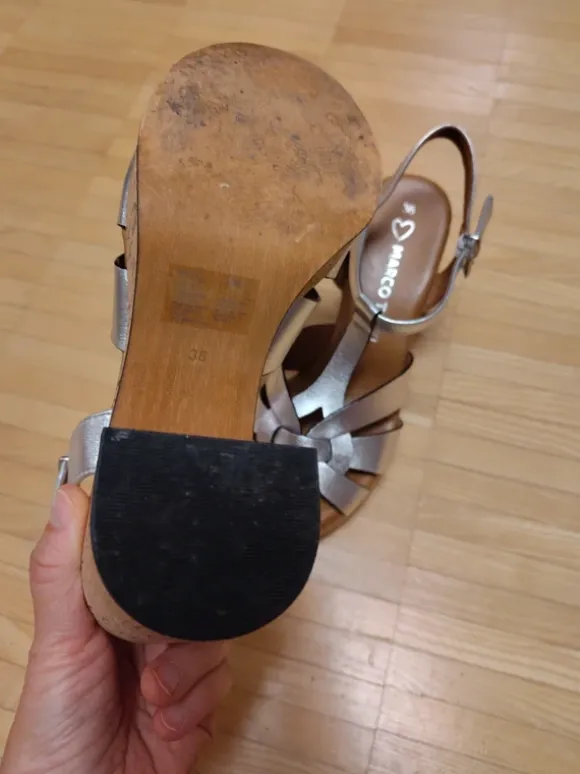 Plateau Sandalen silber Leder wie neu