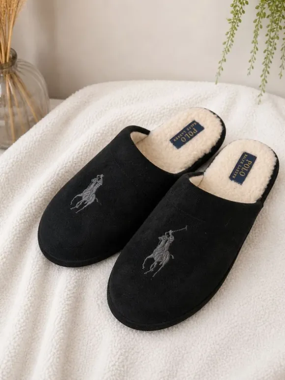 Polo Ralph Lauren Hausschuhe schwarz gefüttert Größe 41 eher 39/40neu
