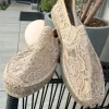 Replay Espandrilles Sommerschuhe Slipper mit Stickerei beige