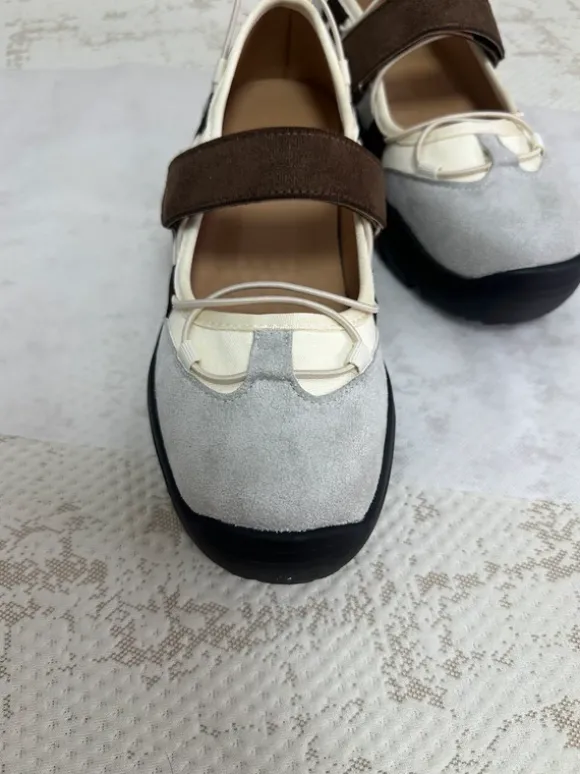 Retro Mary Jane Sneaker Flats Beige/Brown