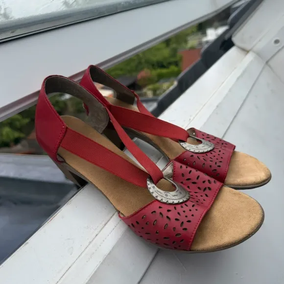 Rieker Rode Leren Sandalen 39 Comfort Boho Chic