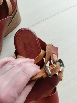 #Sandalen #as98 #leder #braun #bequem #wickelband #39