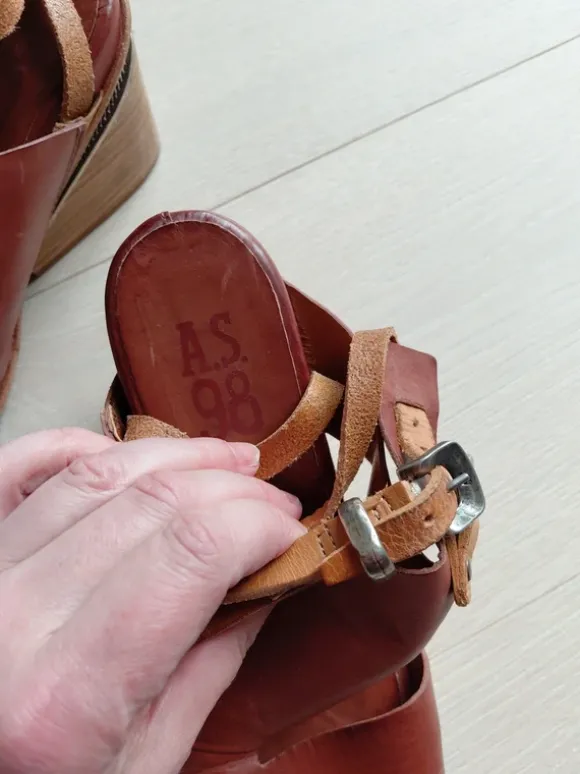 #Sandalen #as98 #leder #braun #bequem #wickelband #39