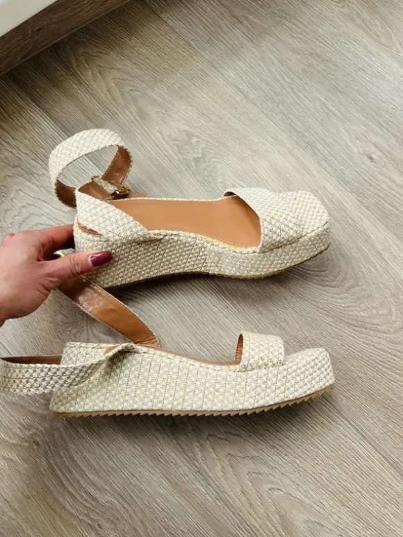 Sandalen espadrille Plateausandale 70ies
