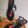 Sandalen Größe 37, flache Schuhe mit Blumen von skills, flower