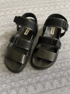 Sandalen, Leder, schwarz, Gr. 41