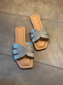 Sandalen Schlappen glitzer silber Gr. 40