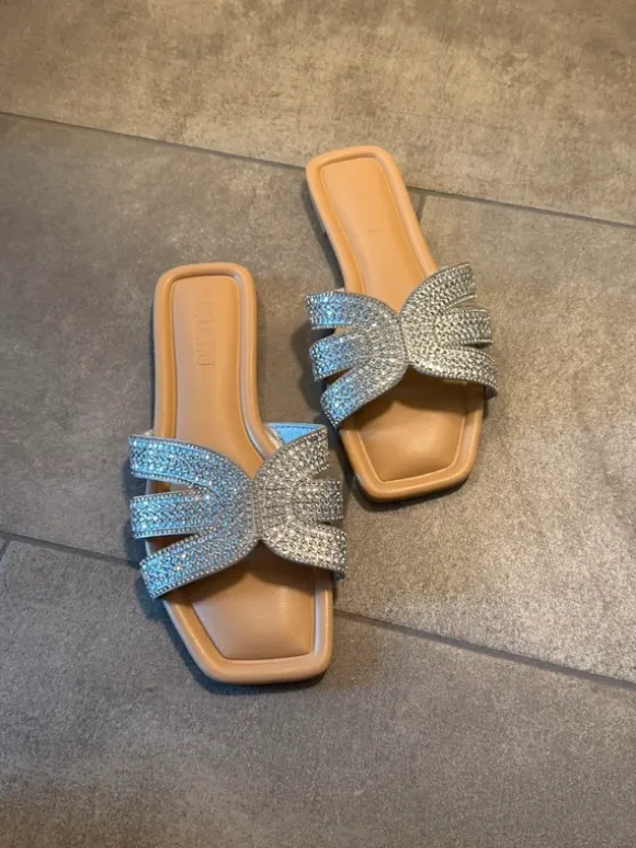Sandalen Schlappen glitzer silber Gr. 40