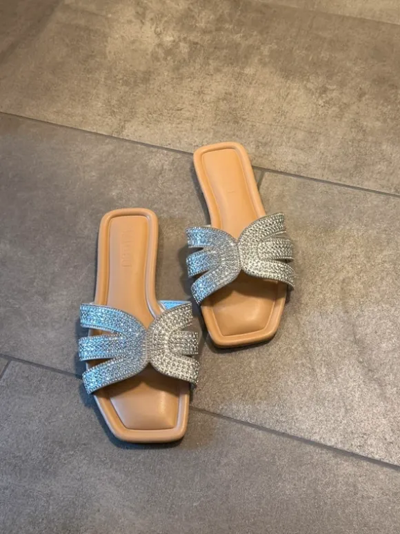 Sandalen Schlappen glitzer silber Gr. 40