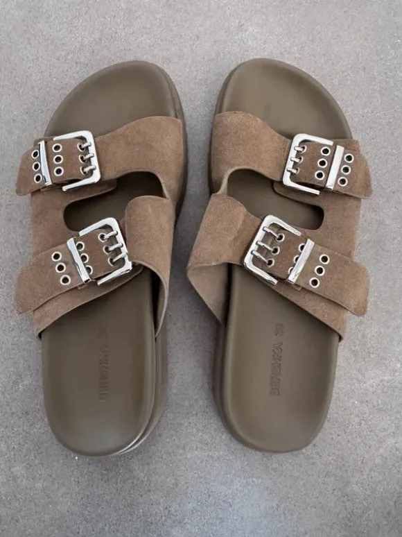 Sandalen Wildleder olivgrün Bershka