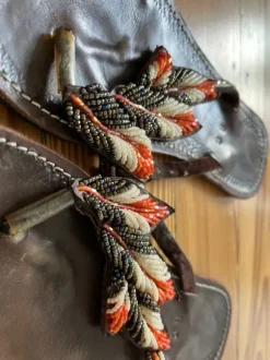 Sandalen Zehentrenner Perlen 38 Sandaletten afrikanisch