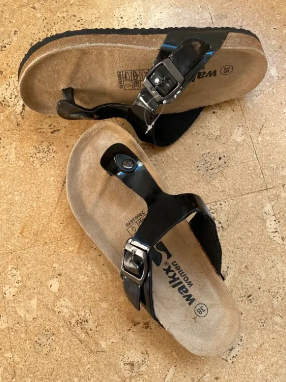 Schwarze Flip Flops WalkX Gr.38