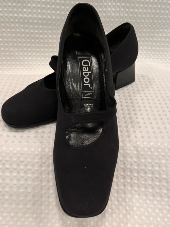 Schwarze Gabor Damen-Pumps im Mary-Jane-Stil Gr.39