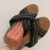 Schwarze Glitzer-Sandalen