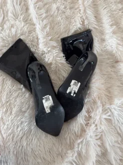 Schwarze Lack Stiefeletten Leder