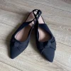 Schwarze Slingback-Ballerinas mit Schleife – Größe 39