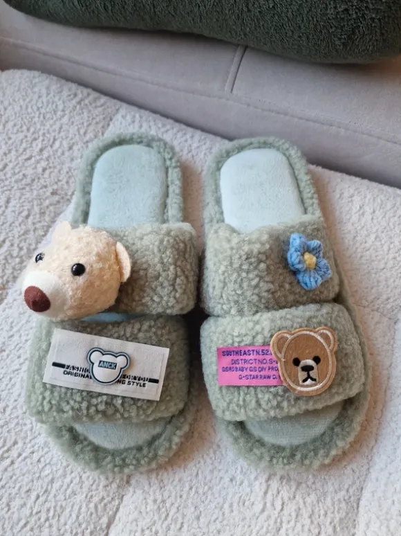 Süße Teddy Hausschuhe Fluffy Slippers