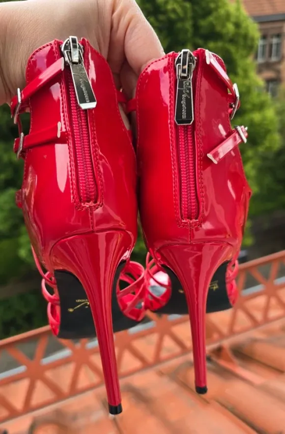 Sexy Riemchen-Sandaletten Rot Lack Sergio Todzi Gr. 37 (Nur 2x getragen)