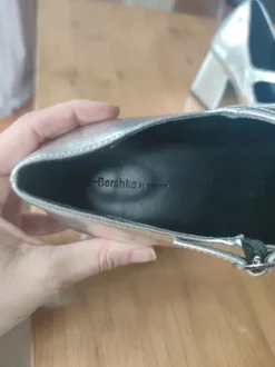 Silberne Mary Janes High Heels