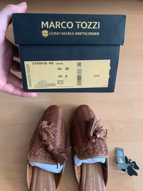 Slipper Marco Tozzi, Leder, Gr. 39, braun, neu