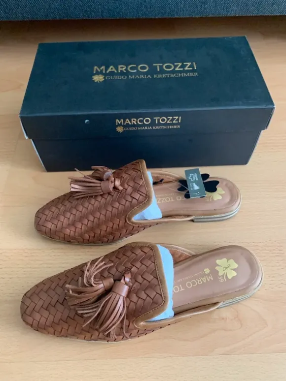 Slipper Marco Tozzi, Leder, Gr. 39, braun, neu