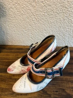 S.Oliver Vintage Mary Jane Pumps texturierten Print-Design Gr.38