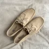 Sommerliche Varese Herren-Mokassins aus weichem Kalbswildleder in hellem Creme