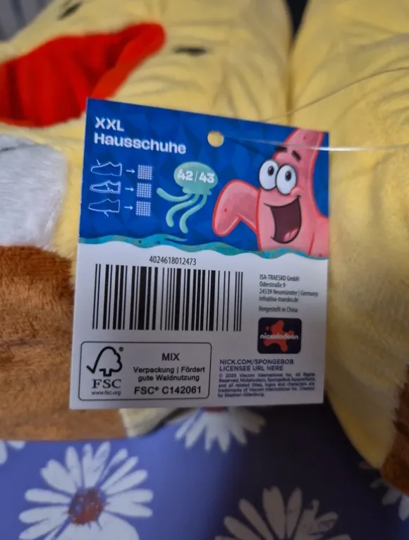 Spongebob Schwammkopf Hausschuhe größe 42/43