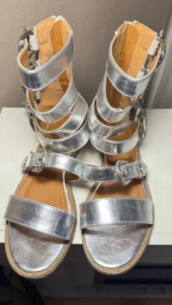 **Statement Gladiator Sandalen Silber Metallic mit Schnallen Gr. 40**