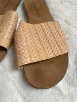 Strandfein Damen Pantoletten Beige Geflochten 41 Neu Sommer