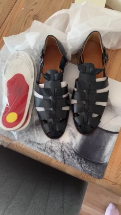 Stylische Fisherman Sandalen Schwarz Gr. 38 - NEU + Gel-Sohlen GRATIS