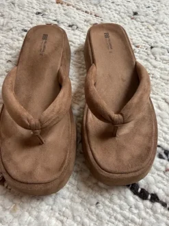 Suede Sandalen Plateau Braun in 38