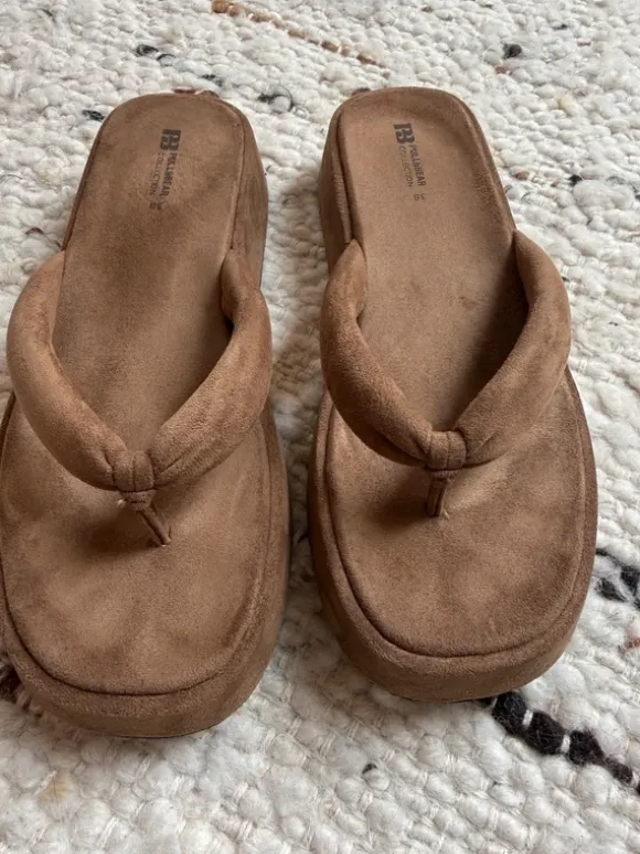 Suede Sandalen Plateau Braun in 38