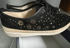 Super Deal ! Basket Espadrilles Caprice 100% Cuir noir strass