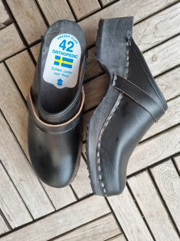 Sweden Clog – Orthopädische Holzclogs – Gr. 42 – Echtleder